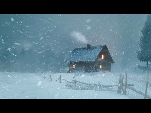 Relax and Drift Off to Sleep with Soft Wind and Snowfall Sounds from a Remote Winter Cabin