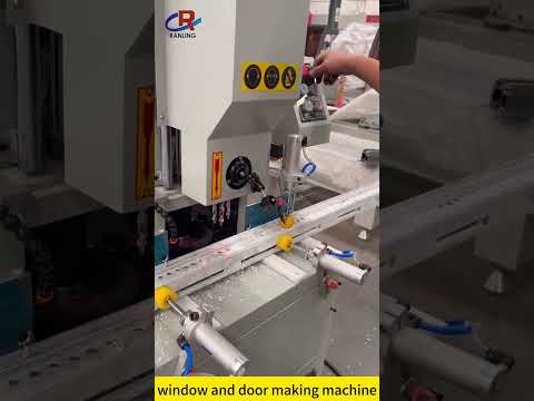 This machine is processing lock holes, hinge slots, and handle holes in aluminum doors and windows