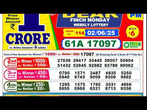 Nagaland State Dear Lottery Sambad Result Today 8PM Evening & Night 02.06.2025
