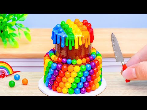 Beautiful Miniature Rainbow Fondant Cake Decorating🌈Rainbow Pop It Cake Decorating By Mini Cakes