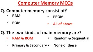 Top 50 Computer Memory MCQ Question and Answers | RAM & ROM | Computer Memory Most Important MCQ