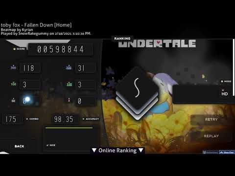 osu!||Fallen Down by toby fox [Home]||S rank||Hidden Mod(FC) 27 PP