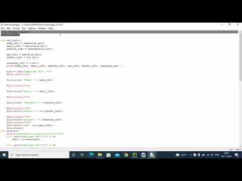 How to create a Employee Contact form Using Python GUI Tkinter module & Save the data into text file