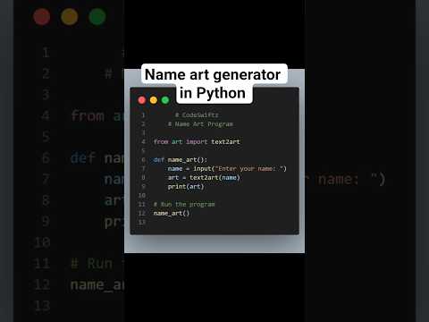 Name art generator program in python. #codingbat #codeswiftz #programming #tutorial