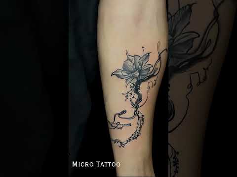 Unique Abstract Flower Tattoo Design 🌸 | Minimalist Ink Art#microtattoostudio