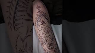🌸 Pretty Ornamental Leg Piece By Ldyfenwick_tattoo #tattuba #tattoo #tattooartist #ink #ornamental