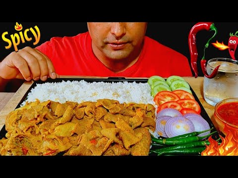 ASMR;Eating Spicy Mutton Boti Curry With Rice+Green Chilli+Salad | Real Mukbang | Eating Show | Eats