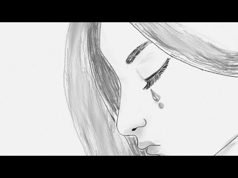 beautiful sad girl digital drawing.. can i get a like ???