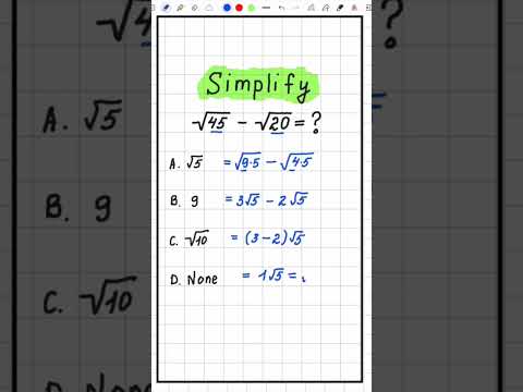 √45 − √20 | Simplify Square Roots #shorts