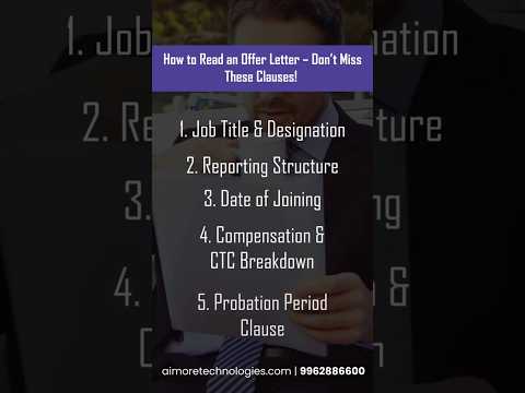 How to Read an Offer Letter | 10 Clauses You Must Check Before Signing #job #jobs #hiring #offer