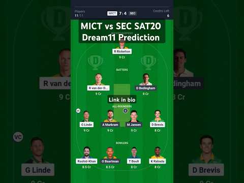MICT vs SEC DREAM11 PREDICTION| SA T20 Final match| Dream11 team today
