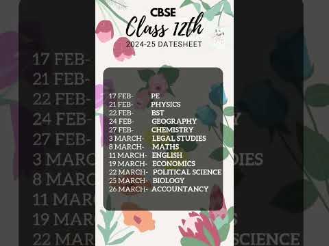CBSE Class 12 2024-25 Datesheet | All streams ( science, arts, commerce )