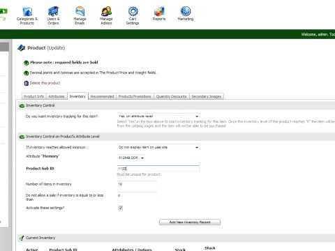 Pinnacle Cart: Creating Product Options or "Attributes" in Pinnacle Cart Shopping Cart