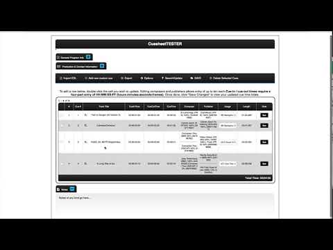 Cuesheet - ASCAP/BMI standardized format output