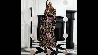 Latest floral designs long maxi dress with leather thigh boots#mididresses
