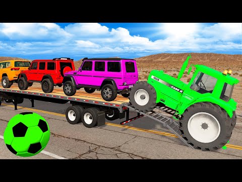 Flatbed Truck Mcqueen | Transportation with Truck - Pothole vs Car #104 - BeamNG.Drive