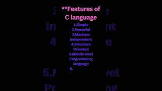 Features of C Language #computer #shortsvideo #shorts #short #viral #tranding #video