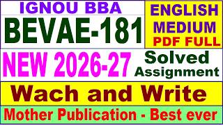 BEVAE 181 solved assignment 2026-27 in English || bevae 181 solved assignment 2027 || ignou bevae181