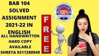 BAB 104 SOLVED ASSIGNMENT 2021-22 IN ENGLISH
