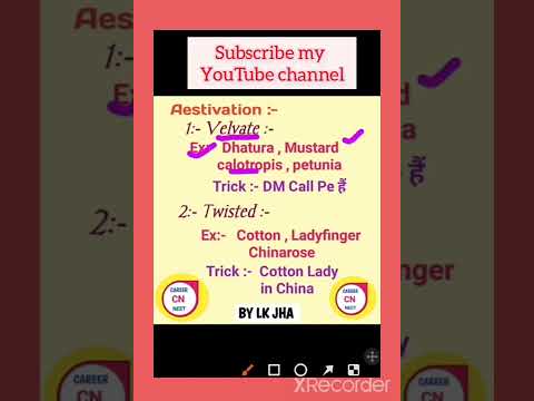 Biology | Topic Aestivation Example tricks for neet 2022_23 #neet #shorts #neet2022 #neettricks