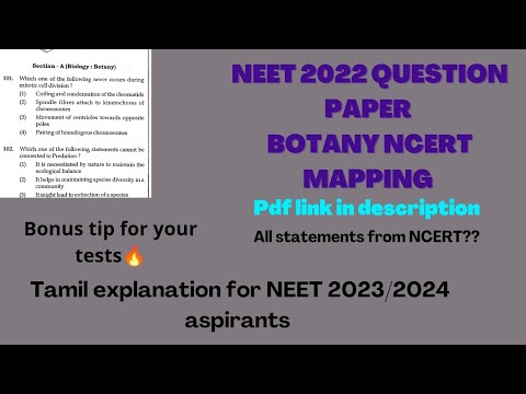 NEET 2022 question paper NCERT mapping in tamil|NEET 2022 question paper tamil #neet2023 #neet2024