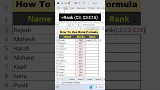 How to Use Excel's RANK Function Like a Pro! #focusinguide #ytshorts #shots