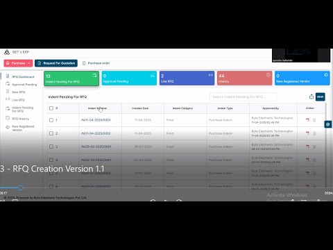 BETs ERP | 03 - RFQ Creation | Inventory/Procurement Module