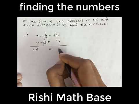 Find Two Numbers Given Their Sum and Difference, Rishi Math Base, #shorts #youtubeshorts 100825
