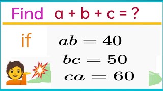 Math Olympiad | ab=40, bc=50, ca=60 | Math Olympiad Question
