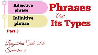 phrase and its types|Grammar parts of speech| linguistics code 206| adjective and infinite phrase
