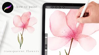 here's how to paint simple transparent watercolor flowers 🌸 Procreate tips and tricks for beginners