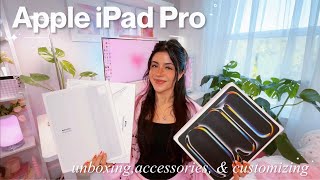 NEW iPad Pro M4 | Apple Pencil Pro, aesthetic unboxing, accessories, & customizing ⊹ ࣪ ˖