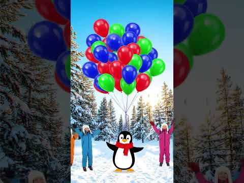 Balloons Away! Penguin’s Sky Party! 🎈🐧❄️ #Shorts