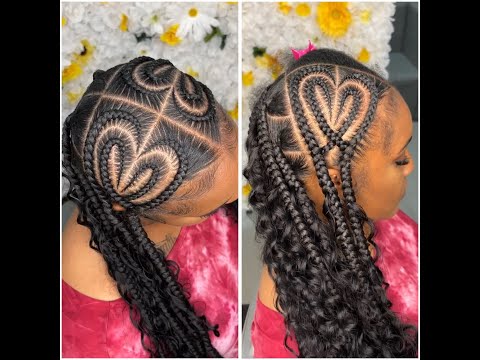 How to STITCH HEART BRAIDS Creative Boho | Hearts Design Detailed Tutorial #HEARTS #protectivestyles