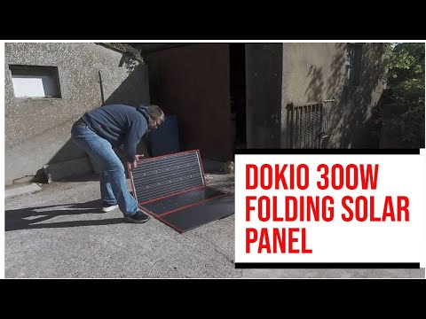 Dokio 300W Folding Solar Panel . Unboxing , Charging 48v Battery for Electric Outboard on Sail Boat