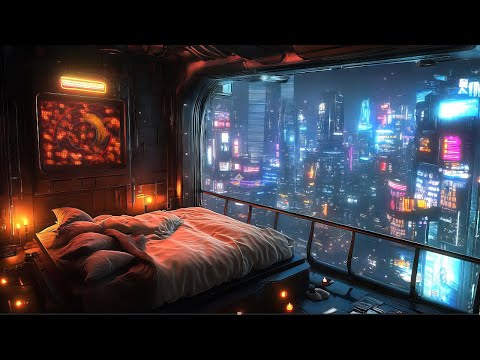 Cyberpunk Balcony: Snow And Ambient Music | Cyber Winter Nights And Dreamscapes