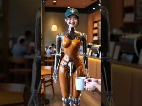 🙈😱🤖 Coffee female bot #robot #shorts #love #dance #mrbeast