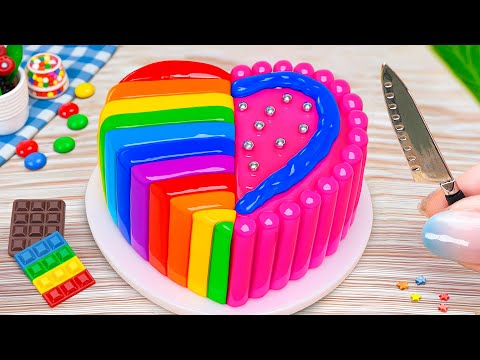 Creative Half Rainbow Half Pink Heart Pastry 🧁 DIY Healthy Mini Cake Recipes 💕 Cake In Wonderland