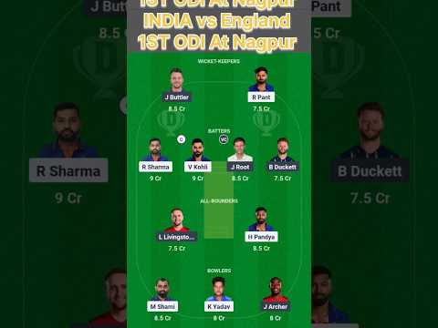 India vs England Dream11 Team |IND vs ENG 1st ODI | #dream11 #nagpurpitchreport #shorts #ytviral #yt