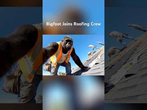 Bigfoot Attempts Roofing #bigfoot #vlog #sasquatch #shortsfeed #fyp #funny #ai #veo3