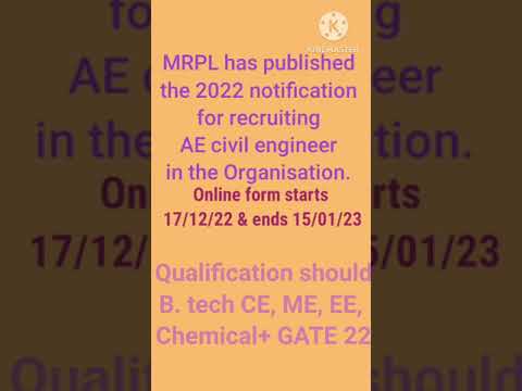 MRPL recruitment 2022 | Engineers jobs update | GATE Jobs | freshers jobs update civil engineering
