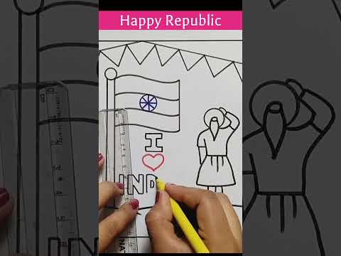 Happy Republic Day Drawing / 26 January Drawing #shorts #republic #drawing #iloveindia #art #bharat