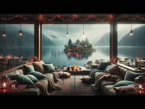 4K Cozy Rain Ambience: Lakeside Coffee Shop Retreat 🌧️