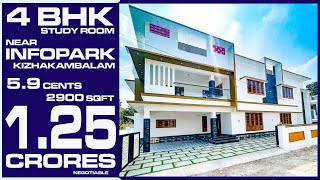 Code.241 — 5.9 Cents 2900 SqFt | 4BHK Villa for Sale near Infopark Ernakulam | Asking 1.25 Crores