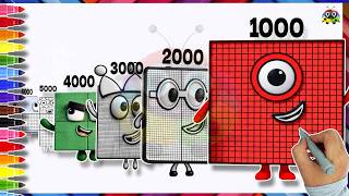 🌈Numberblocks 1000 To 6000 Family Drawings & Coloring For Kids | Learn To Draw Easy Art  Start