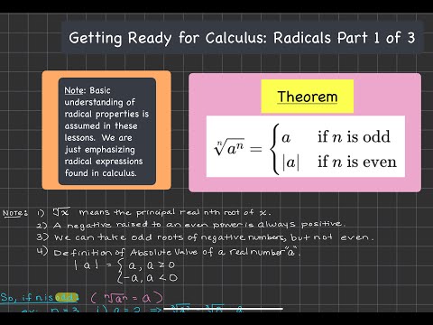 Getting Ready for Calculus Radicals 1 of 3