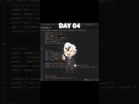 Day 4 of Python – learned how to take user input and made a mini-game + area calculator. #learnvode