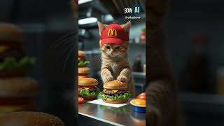 Tiny Cat Becomes a McDonald's Chef! 🍔🐾 | Adorable Cooking Adventure