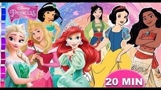 Disney PRINCESS Summer Fun Together Coloring Color 20 Min ARIEL SLEEPING BEAUTY RAPUNZEL SNOW WHITE