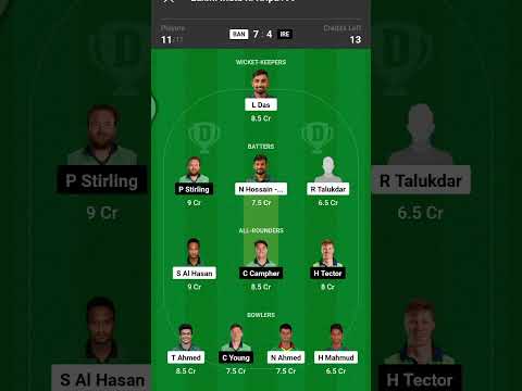 Bangladesh Vs Ireland Dream Team Prediction